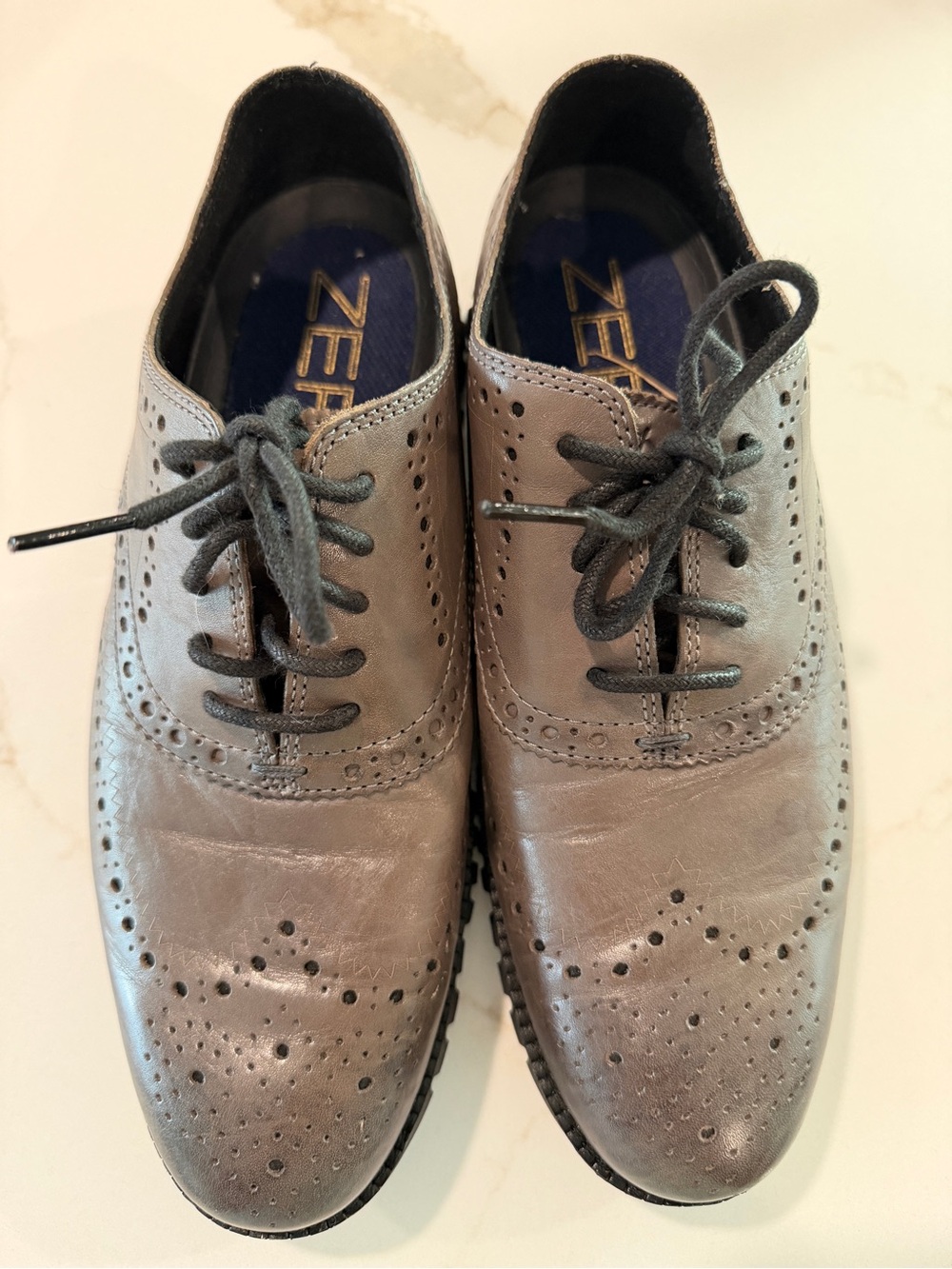 Cole Haan Gray Wingtip Derby Oxfords